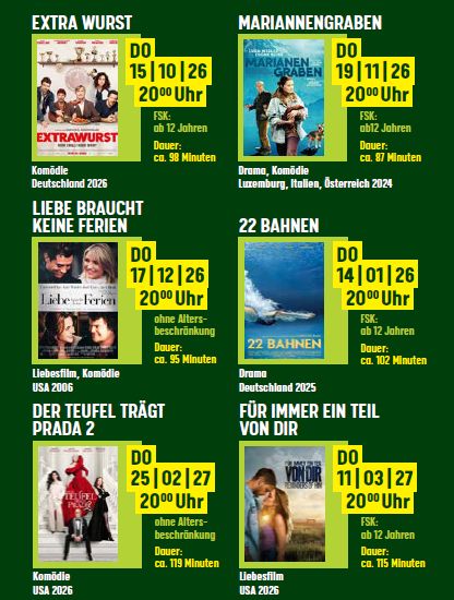 Alle Feierabendkino-Filme der Saison 2026/2027 im Überblick.